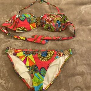 Beautiful multi color/pink swim suit, size 10, $20